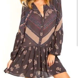 Free People Printed Rayon Gauze From Your Heart Dress Womens Dress  Size Small P